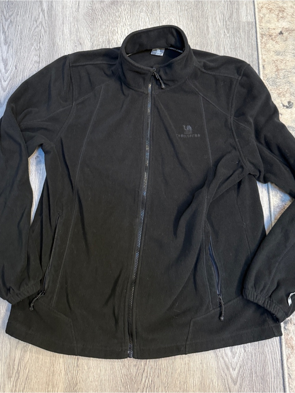Camel Crown Fleece Jacket Mens Large Black Polyester Full Zip Mock Neck Outdoor